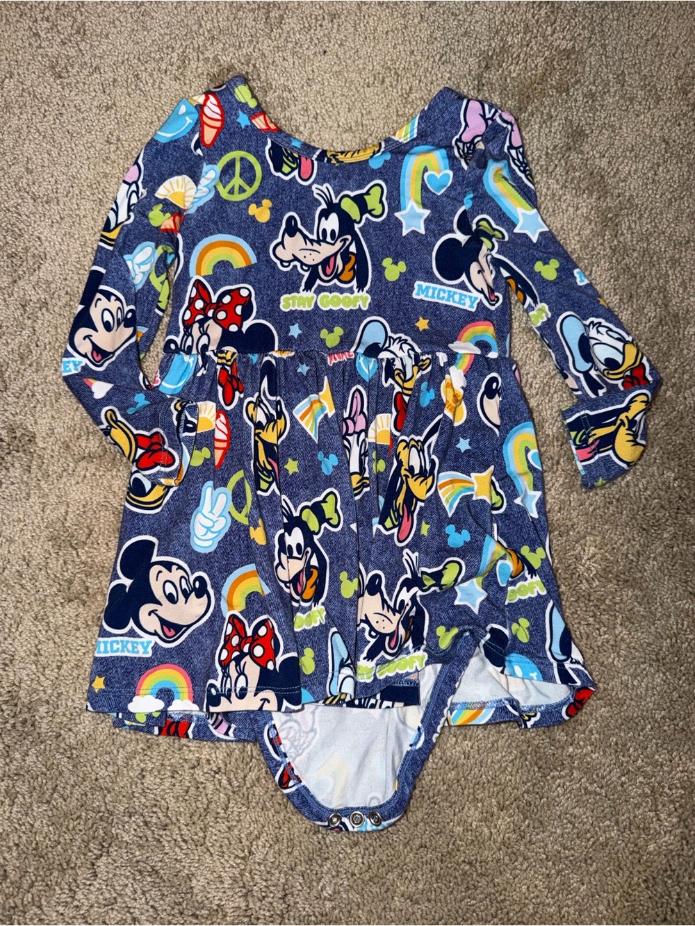 Little Sleepies Navy Mickey & Friends Long-Sleeve Dress Bodysuit